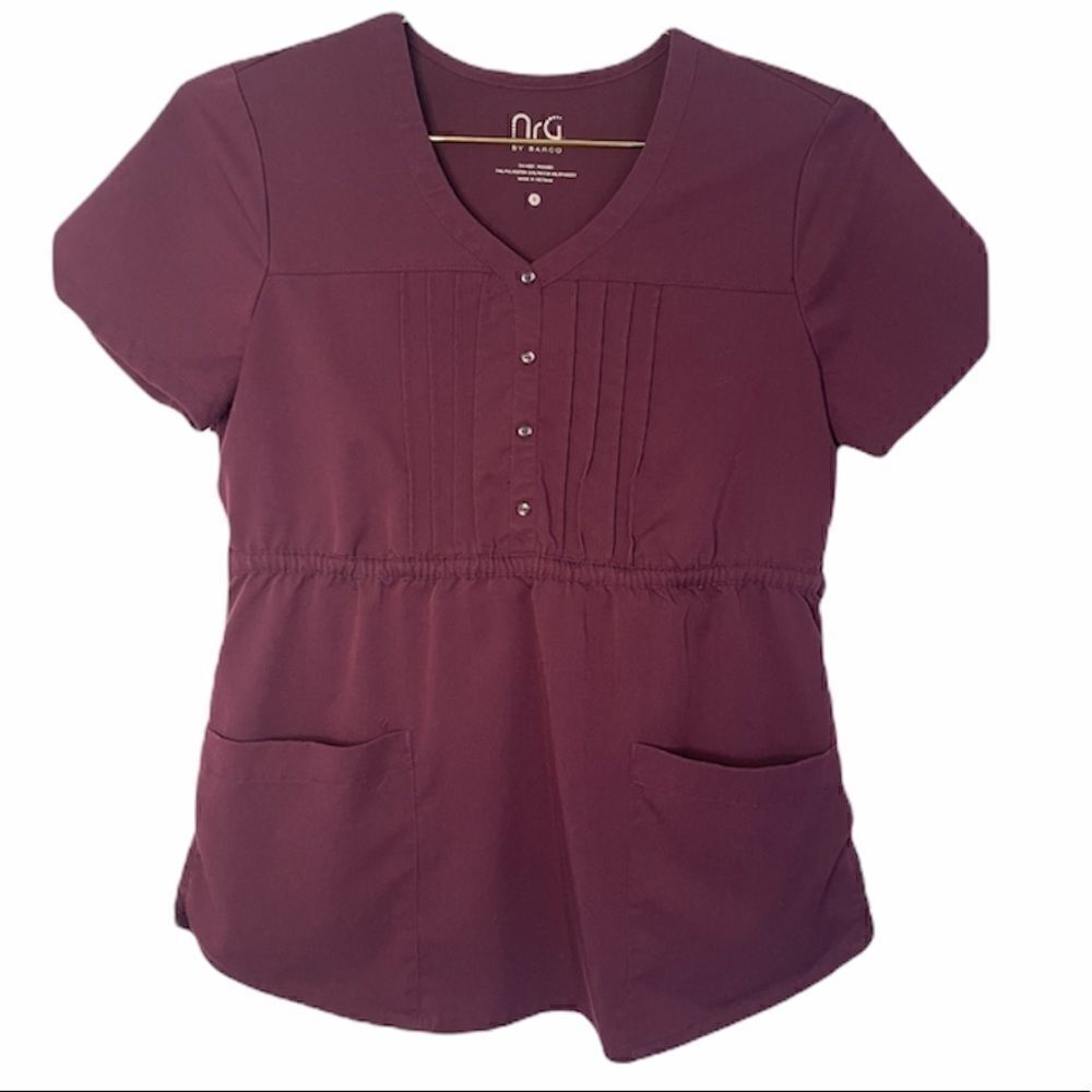 Barco NrG Pleated-Button Front Scrub Top